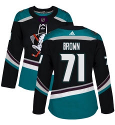 Women's Adidas Anaheim Ducks #71 J.T. Brown Authentic Black Teal Third NHL Jersey