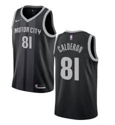 Men's Nike Detroit Pistons #81 Jose Calderon Swingman Black NBA Jersey - City Edition