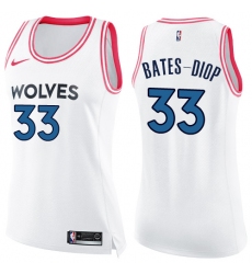 Women's Nike Minnesota Timberwolves #33 Keita Bates-Diop Swingman White Pink Fashion NBA Jersey