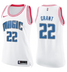 Women's Nike Orlando Magic #22 Jerian Grant Swingman White Pink Fashion NBA Jersey