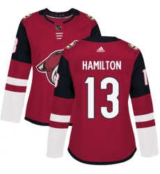 Women's Adidas Arizona Coyotes #13 Freddie Hamilton Authentic Burgundy Red Home NHL Jersey