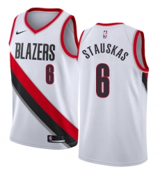 Men's Nike Portland Trail Blazers #6 Nik Stauskas Swingman White NBA Jersey - Association Edition