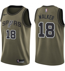 Youth Nike San Antonio Spurs #18 Lonnie Walker Swingman Green Salute to Service NBA Jersey