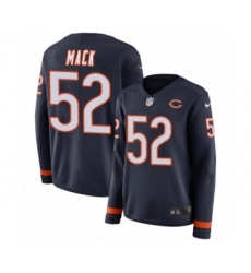 Women's Nike Chicago Bears #52 Khalil Mack Limited Navy Blue Therma Long Sleeve NFL Jersey