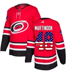 Men's Adidas Carolina Hurricanes #48 Jordan Martinook Authentic Red USA Flag Fashion NHL Jersey