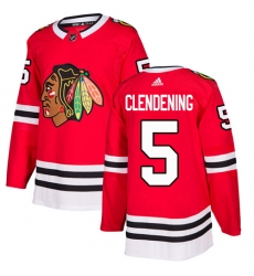 Youth Adidas Chicago Blackhawks #5 Adam Clendening Authentic Red Home NHL Jersey