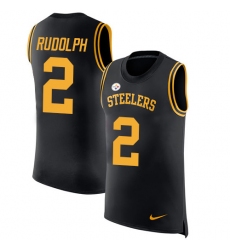 Men's Nike Pittsburgh Steelers #2 Mason Rudolph Black Rush Player Name & Number Tank Top NFL Jersey