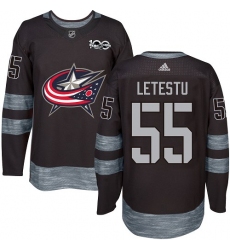 Men's Adidas Columbus Blue Jackets #55 Mark Letestu Authentic Black 1917-2017 100th Anniversary NHL Jersey