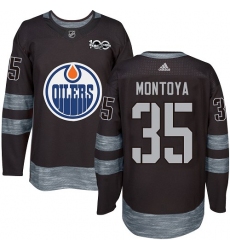 Men's Adidas Edmonton Oilers #35 Al Montoya Authentic Black 1917-2017 100th Anniversary NHL Jersey