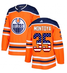 Men's Adidas Edmonton Oilers #35 Al Montoya Authentic Orange USA Flag Fashion NHL Jersey