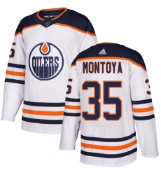 Men's Adidas Edmonton Oilers #35 Al Montoya Authentic White Away NHL Jersey