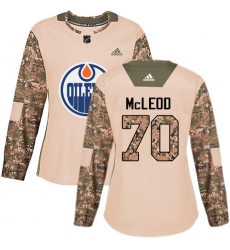 Women's Adidas Edmonton Oilers #70 Ryan McLeod Authentic Camo Veterans Day Practice NHL Jersey