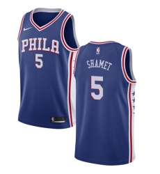 Men's Nike Philadelphia 76ers #5 Landry Shamet Swingman Blue NBA Jersey - Icon Edition