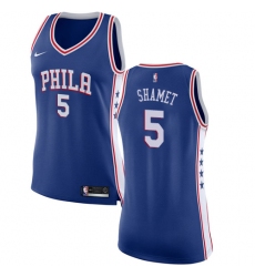 Women's Nike Philadelphia 76ers #5 Landry Shamet Swingman Blue NBA Jersey - Icon Edition