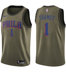 Youth Nike Philadelphia 76ers #1 Landry Shamet Swingman Green Salute to Service NBA Jersey