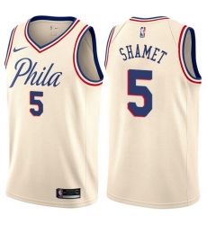 Youth Nike Philadelphia 76ers #5 Landry Shamet Swingman Cream NBA Jersey - City Edition