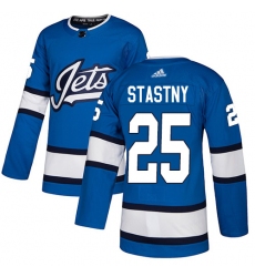 Men's Adidas Winnipeg Jets #25 Paul Stastny Authentic Blue Alternate NHL Jersey