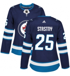 Women's Adidas Winnipeg Jets #25 Paul Stastny Authentic Navy Blue Home NHL Jersey