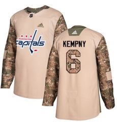 Men's Adidas Washington Capitals #6 Michal Kempny Authentic Camo Veterans Day Practice NHL Jersey