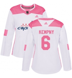 Women's Adidas Washington Capitals #6 Michal Kempny Authentic White Pink Fashion NHL Jersey
