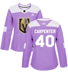 Women's Adidas Vegas Golden Knights #40 Ryan Carpenter Authentic Purple Fights Cancer Practice NHL Jersey
