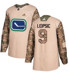 Men's Adidas Vancouver Canucks #9 Brendan Leipsic Authentic Camo Veterans Day Practice NHL Jersey
