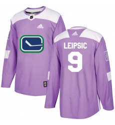 Men's Adidas Vancouver Canucks #9 Brendan Leipsic Authentic Purple Fights Cancer Practice NHL Jersey
