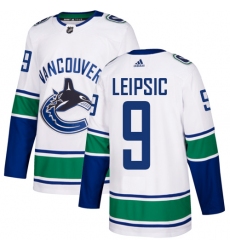 Men's Adidas Vancouver Canucks #9 Brendan Leipsic Authentic White Away NHL Jersey