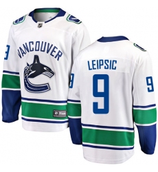 Youth Vancouver Canucks #9 Brendan Leipsic Fanatics Branded White Away Breakaway NHL Jersey