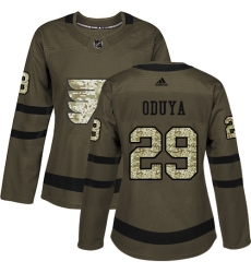 Women's Adidas Philadelphia Flyers #29 Johnny Oduya Authentic Green Salute to Service NHL Jersey