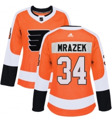 Women's Adidas Philadelphia Flyers #34 Petr Mrazek Premier Orange Home NHL Jersey