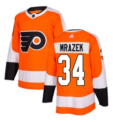 Youth Adidas Philadelphia Flyers #34 Petr Mrazek Premier Orange Home NHL Jersey