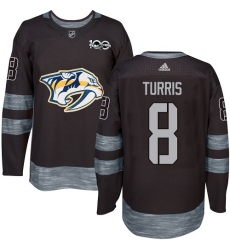 Men's Adidas Nashville Predators #8 Kyle Turris Authentic Black 1917-2017 100th Anniversary NHL Jersey