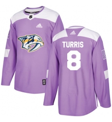 Men's Adidas Nashville Predators #8 Kyle Turris Authentic Purple Fights Cancer Practice NHL Jersey