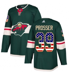 Men's Adidas Minnesota Wild #39 Nate Prosser Authentic Green USA Flag Fashion NHL Jersey