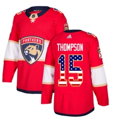 Men's Adidas Florida Panthers #15 Paul Thompson Authentic Red USA Flag Fashion NHL Jersey