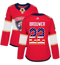 Women's Adidas Florida Panthers #22 Troy Brouwer Authentic Red USA Flag Fashion NHL Jersey