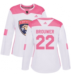 Women's Adidas Florida Panthers #22 Troy Brouwer Authentic White Pink Fashion NHL Jersey