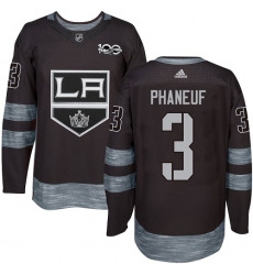 Men's Adidas Los Angeles Kings #3 Dion Phaneuf Authentic Black 1917-2017 100th Anniversary NHL Jersey