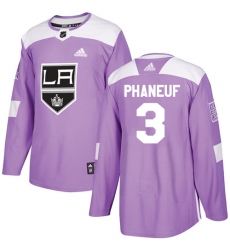Men's Adidas Los Angeles Kings #3 Dion Phaneuf Authentic Purple Fights Cancer Practice NHL Jersey