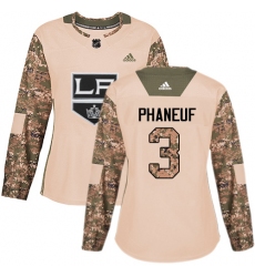 Women's Adidas Los Angeles Kings #3 Dion Phaneuf Authentic Camo Veterans Day Practice NHL Jersey