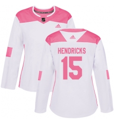Women's Adidas Minnesota Wild #15 Matt Hendricks Authentic White Pink Fashion NHL Jersey
