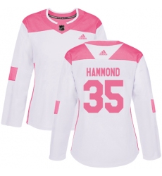 Women's Adidas Minnesota Wild #35 Andrew Hammond Authentic White Pink Fashion NHL Jersey