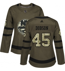 Women's Adidas New York Islanders #45 Noah Dobson Authentic Green Salute to Service NHL Jersey
