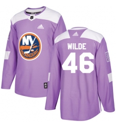 Youth Adidas New York Islanders #46 Bode Wilde Authentic Purple Fights Cancer Practice NHL Jersey