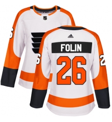 Women's Adidas Philadelphia Flyers #26 Christian Folin Authentic White Away NHL Jersey
