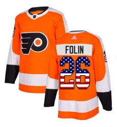 Youth Adidas Philadelphia Flyers #26 Christian Folin Authentic Orange USA Flag Fashion NHL Jersey