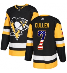 Youth Adidas Pittsburgh Penguins #7 Matt Cullen Authentic Black USA Flag Fashion NHL Jersey