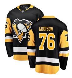 Men's Pittsburgh Penguins #76 Calen Addison Authentic Black Home Fanatics Branded Breakaway NHL Jersey