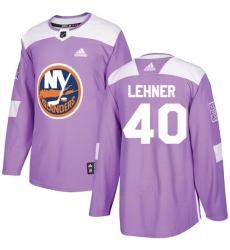 Men's Adidas New York Islanders #40 Robin Lehner Authentic Purple Fights Cancer Practice NHL Jersey